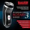 BAUER Rechargeable Cordless Mens Electric Rotary Shaver Razor Sideburn Trimmer