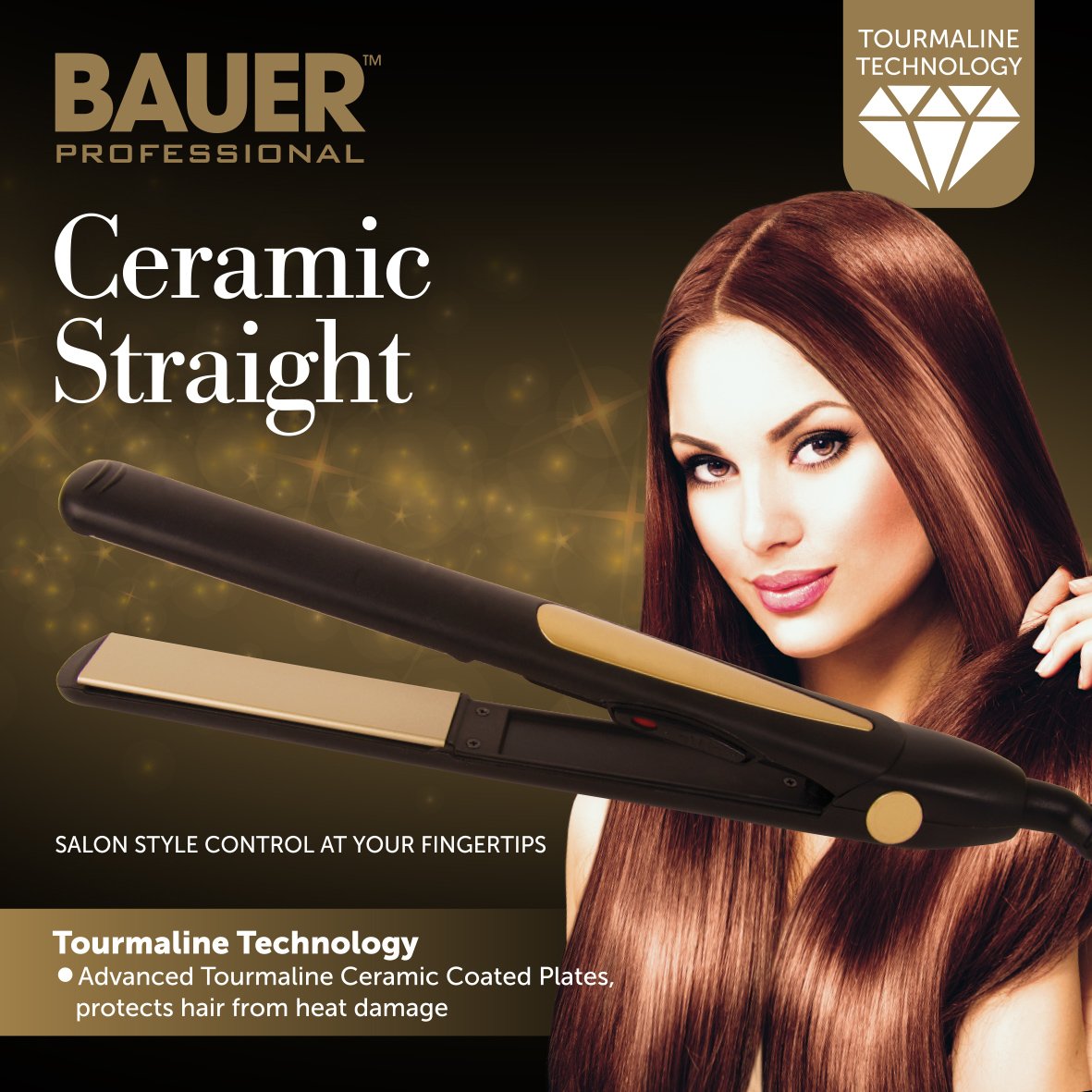 BAUER 230° Ceramic Tourmaline Hair Straighteners Professional Salon Styler Pro.