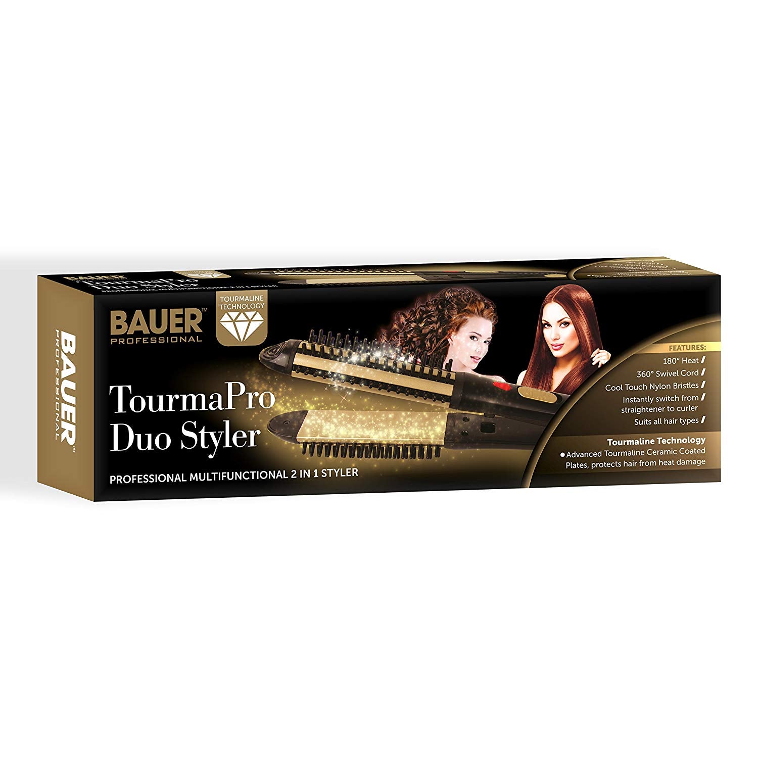 Bauer Professional Tourmaline Ionic Ceramic 2 in 1 Hair Curling and Straightener