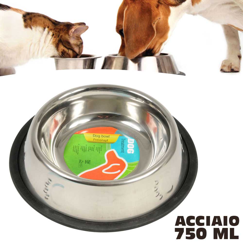 Dog Cat Rabbit Pet Animal Bowls Dish Food Feeding Milk Stainless Steel 750ml