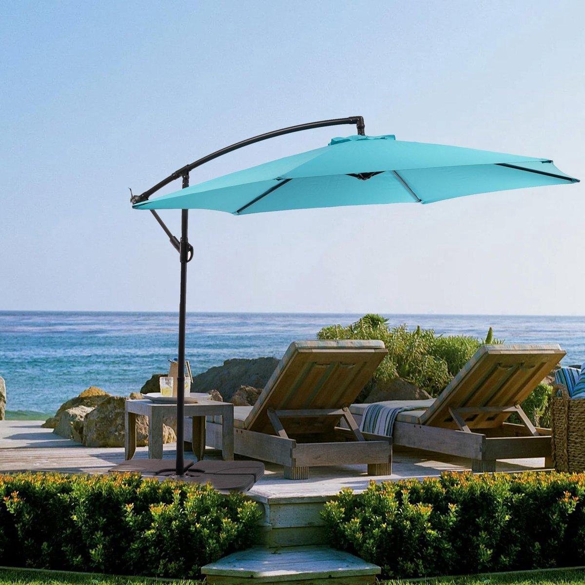 3M Hanging Garden Parasol Sunshade Banana Patio Umbrella Crank Tilt Cantilever