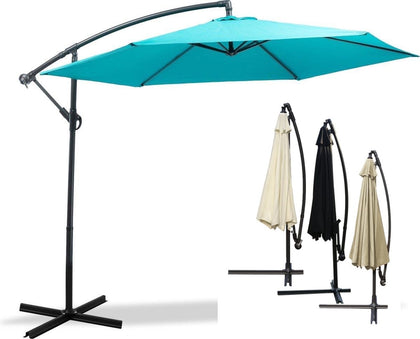 3M Hanging Garden Parasol Sunshade Banana Patio Umbrella Crank Tilt Cantilever