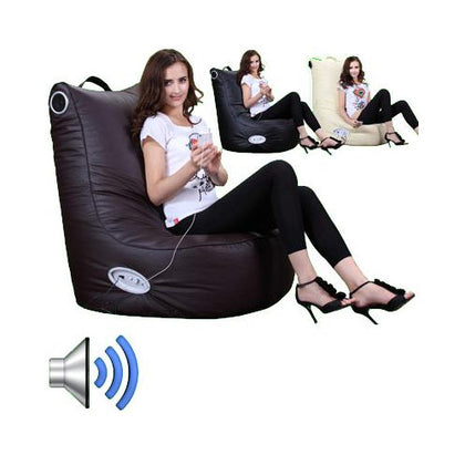 XXL SPEAKER LEATHER BEANBAG HIGH BACK CHAIR GAMER GAMING BEAN BAG POD SEAT IPOD