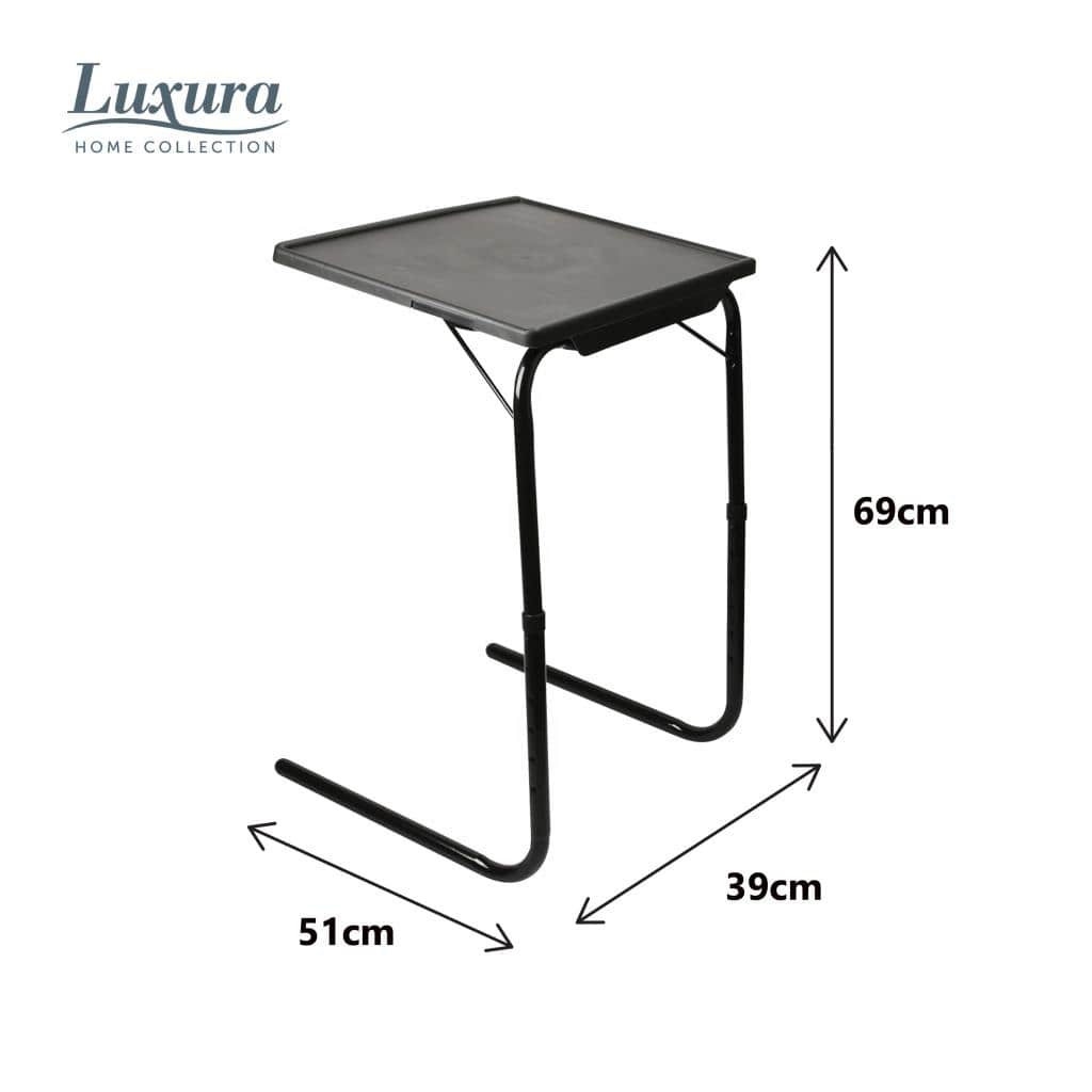 Black Folding Table Buddy  Full Height Bedside Portable Adjustable Desk Mobile