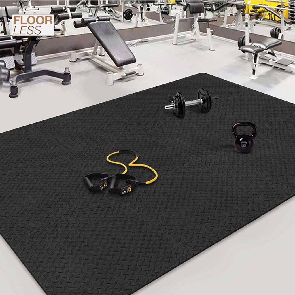 4PK Interlocking Floor Mat Gym Flooring Fitness Gymnastics Soft Foam Floor Black