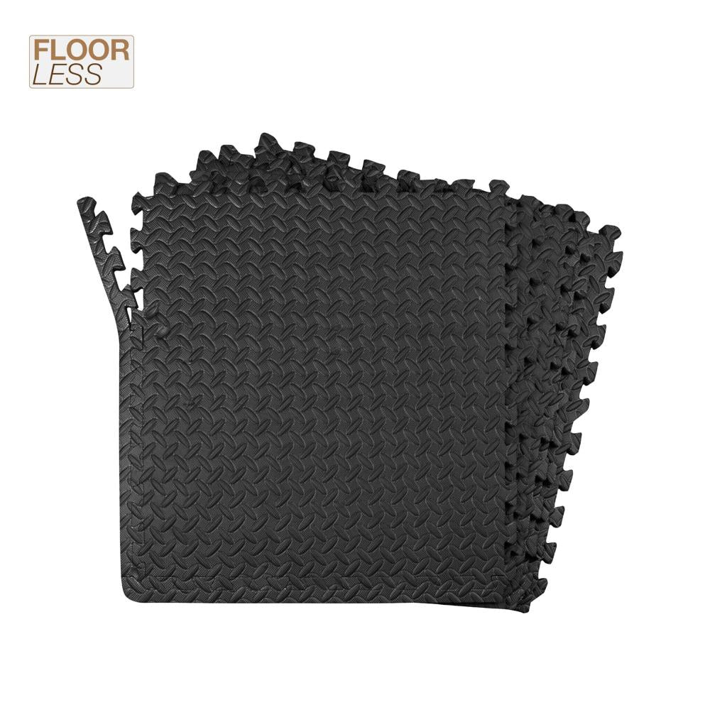 4PK Interlocking Floor Mat Gym Flooring Fitness Gymnastics Soft Foam Floor Black