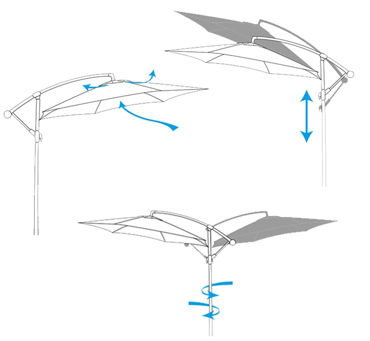 3M Hanging Garden Parasol Sunshade Banana Patio Umbrella Crank Tilt Cantilever