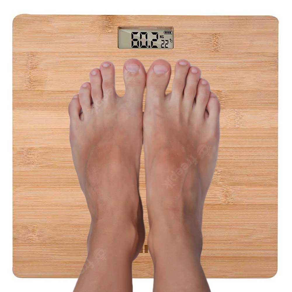 Wooden Bamboo Digital Body Bathroom Scale Weighing Analyser LCD Monitor 180Kg Lb