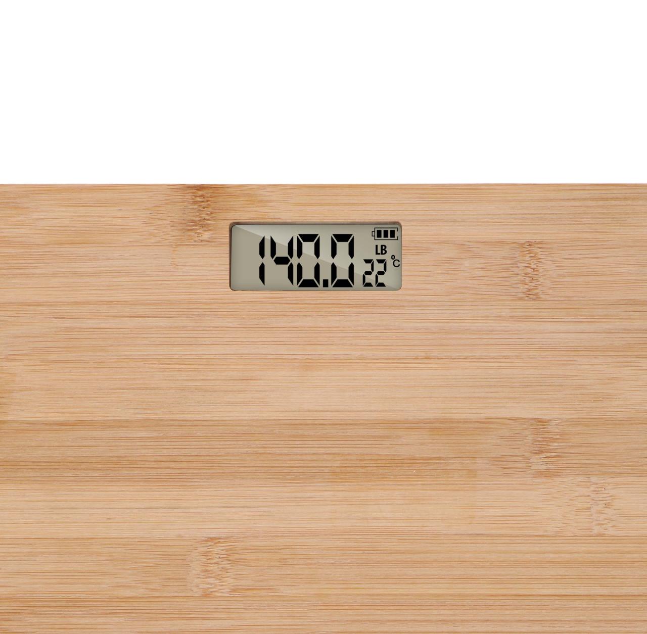 Wooden Bamboo Digital Body Bathroom Scale Weighing Analyser LCD Monitor 180Kg Lb