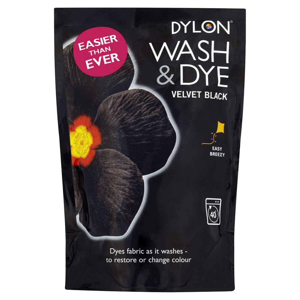 Dylon Wash & dye Velvet Black Fabric Clothes Machine Dye 350g Easy Breezy New UK