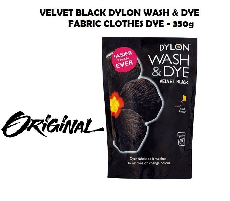 Dylon Wash & dye Velvet Black Fabric Clothes Machine Dye 350g Easy Breezy New UK