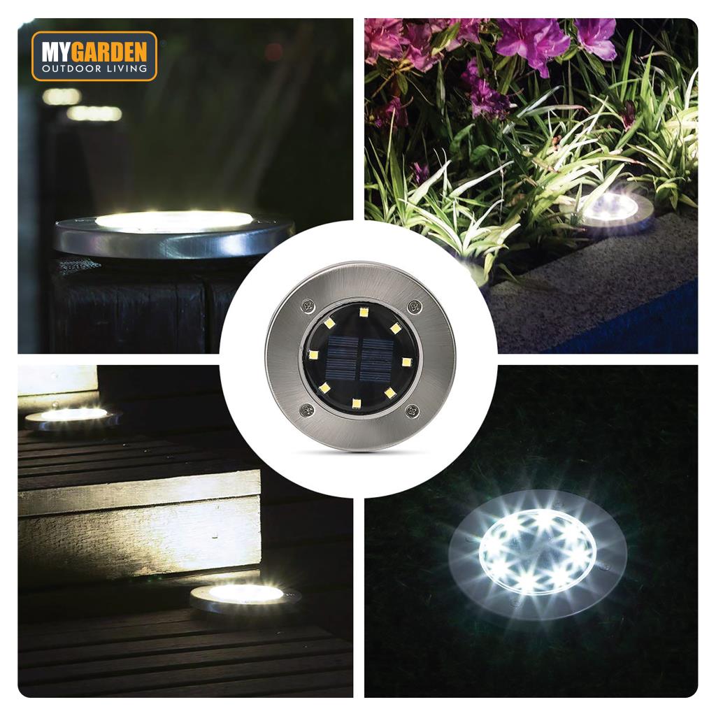 4 Pack LED Solar Power Ground Lights Floor Decking Outdoor Garden Lawn Path Lamp