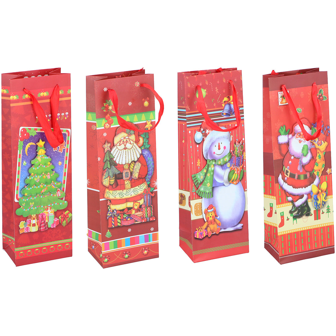 4 x 3D Christmas Wine Champagne Whiskey Bottle Holder Bag Gift Present Tote Xmas