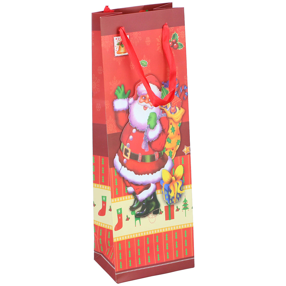 4 x 3D Christmas Wine Champagne Whiskey Bottle Holder Bag Gift Present Tote Xmas