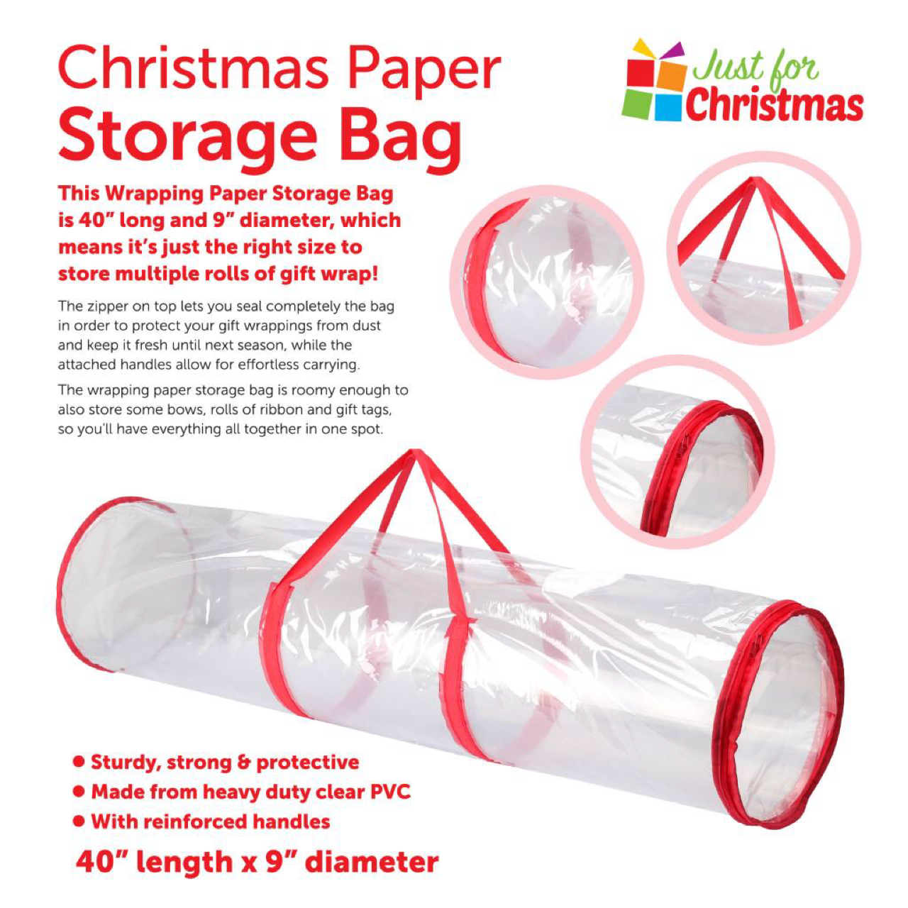 Clear Gift Wrap Storage Bag Organiser Xmas Christmas Birthday Wrapping Paper