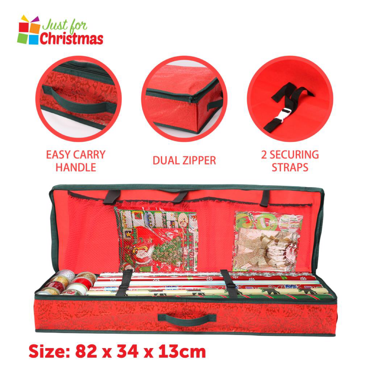 Christmas Xmas Wrapping Paper Storage Bag Gift Wrap Decoration Tidy Organiser