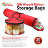 Round 25 Rolls Christmas Gift Wrap Wrapping Paper and Ribbon Storage Bag Set