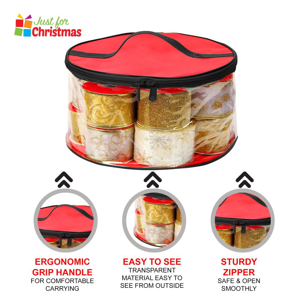 Round 25 Rolls Christmas Gift Wrap Wrapping Paper and Ribbon Storage Bag Set