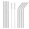 8 X Stainless Steel Straws With Cleaning Brushes Smoothie Milkshake Cocktail