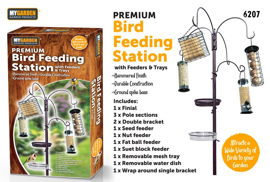 Garden Wild Bird Feeding Station Water Bath Seed Tray Hanging Feeders Included