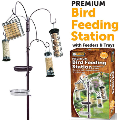 Garden Wild Bird Feeding Station Water Bath Seed Tray Hanging Feeders Included