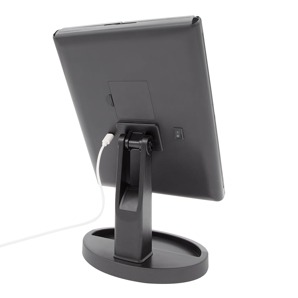 24 LED Make Up Mirror Magnifying Adjustable Foldable USB Battery Storage Compart
