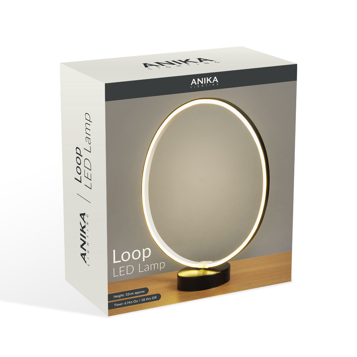 Circle Loop LED Light Table Lamp Bedside Desk Warm White Battery Operated Decor