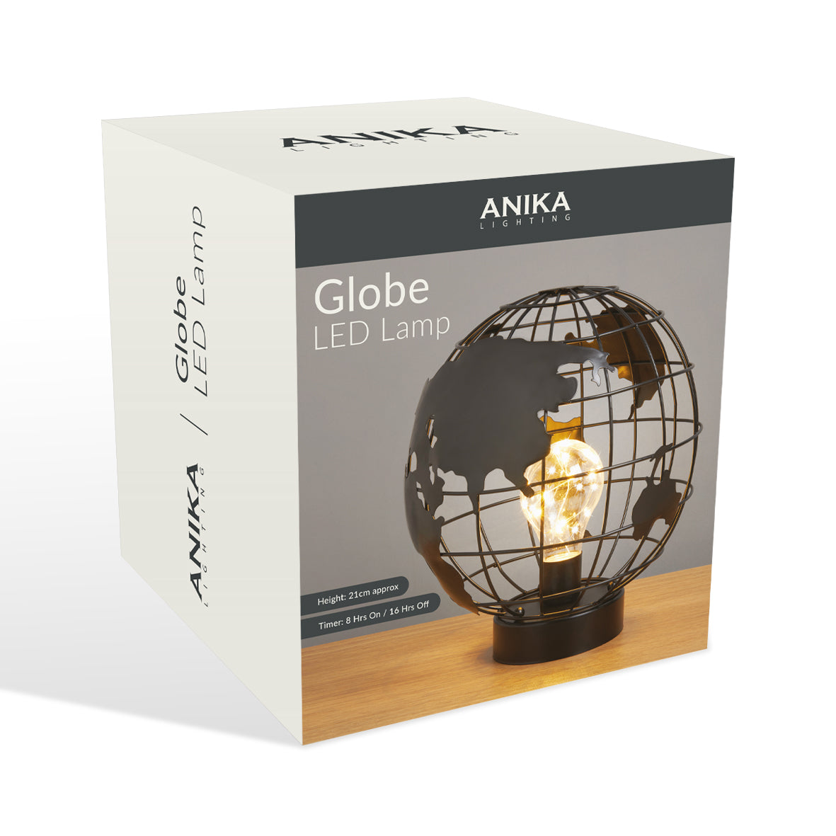 Globe Cage LED Light Table Lamp Desk Bedside Timer Function Black Retro Decor