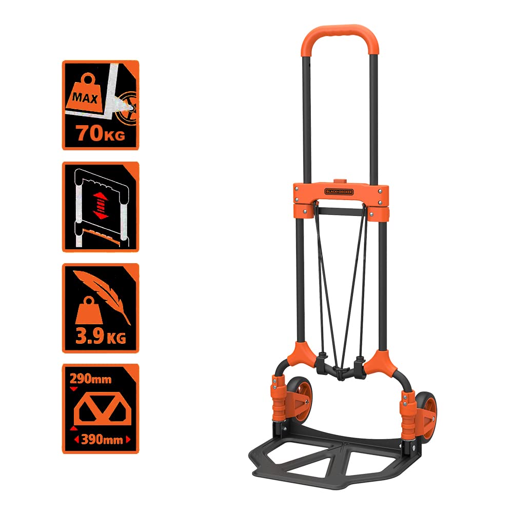 Black+Decker Folding Collapsible Trolley Sack Cart Telescopic Handle Cord Grip