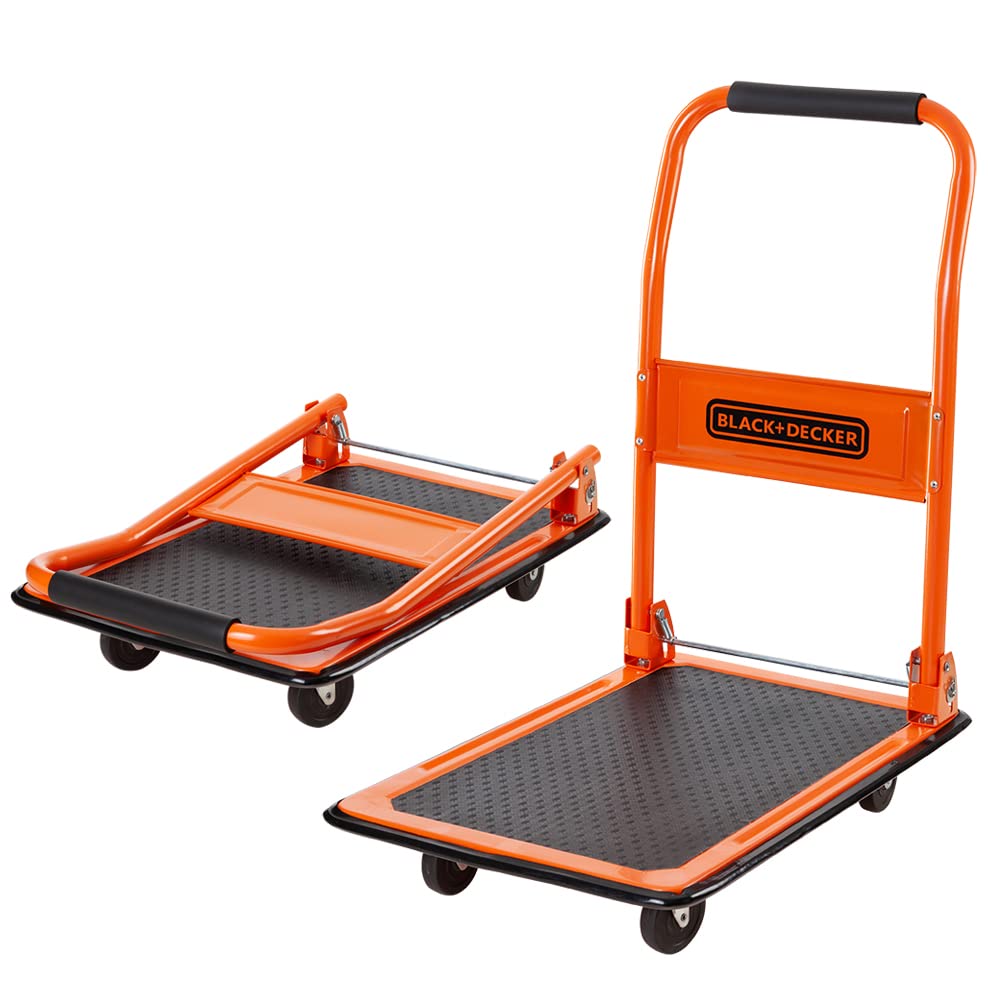 BLACK+DECKER Folding Platform Truck Hand Trolley Wheel Push Cart Warehouse 80Kg