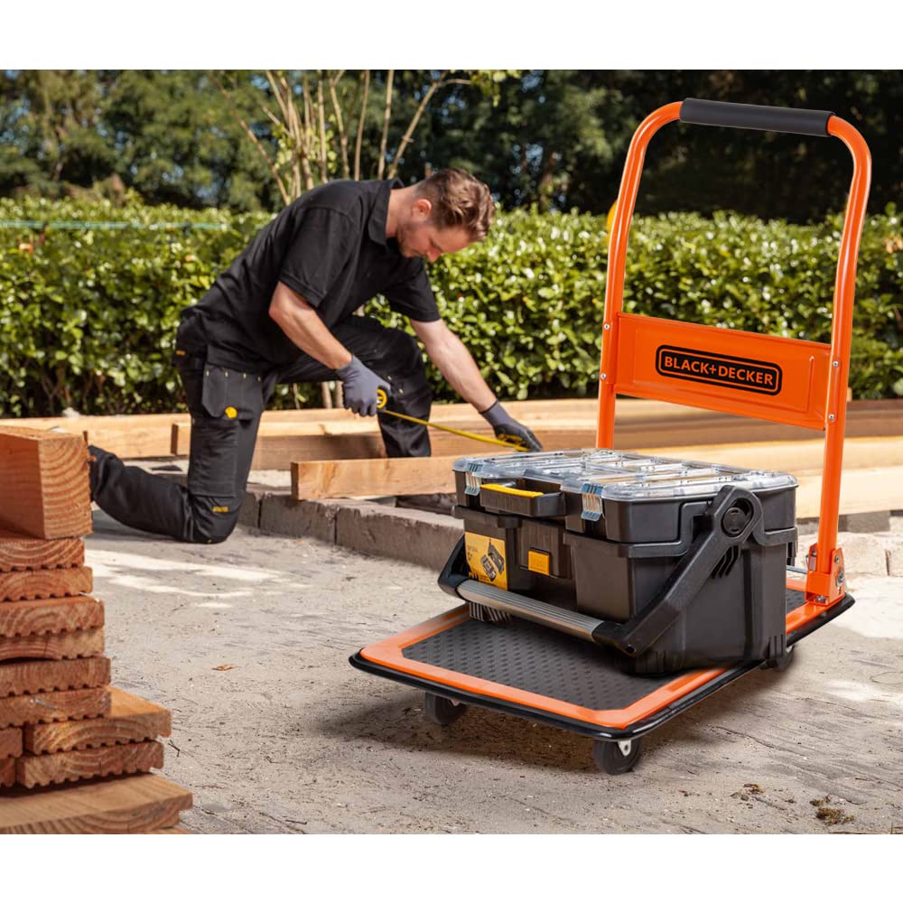 BLACK+DECKER Folding Platform Truck Hand Trolley Wheel Push Cart Warehouse 80Kg