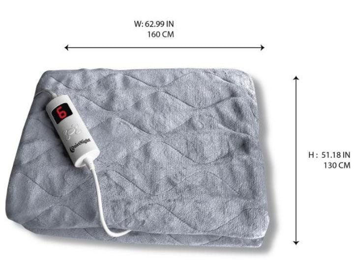 Electric Heated Blanket Warm Over Throw Fleece Rug Digital Timer Controller Grey