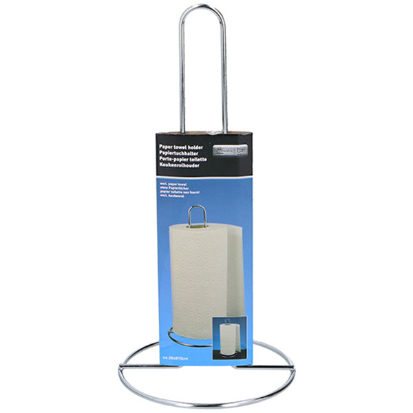 Chrome Free Standing Kitchen Roll Paper Towel Holder Stand Stainless Steel 28cm