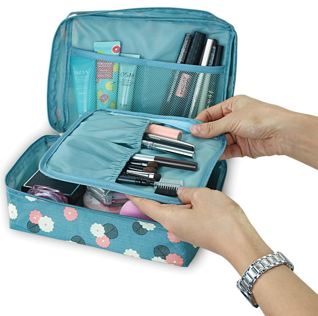 Expandable Make Up Bag Travel Hanging Wash Bag Toiletry Flower Pouch Airport