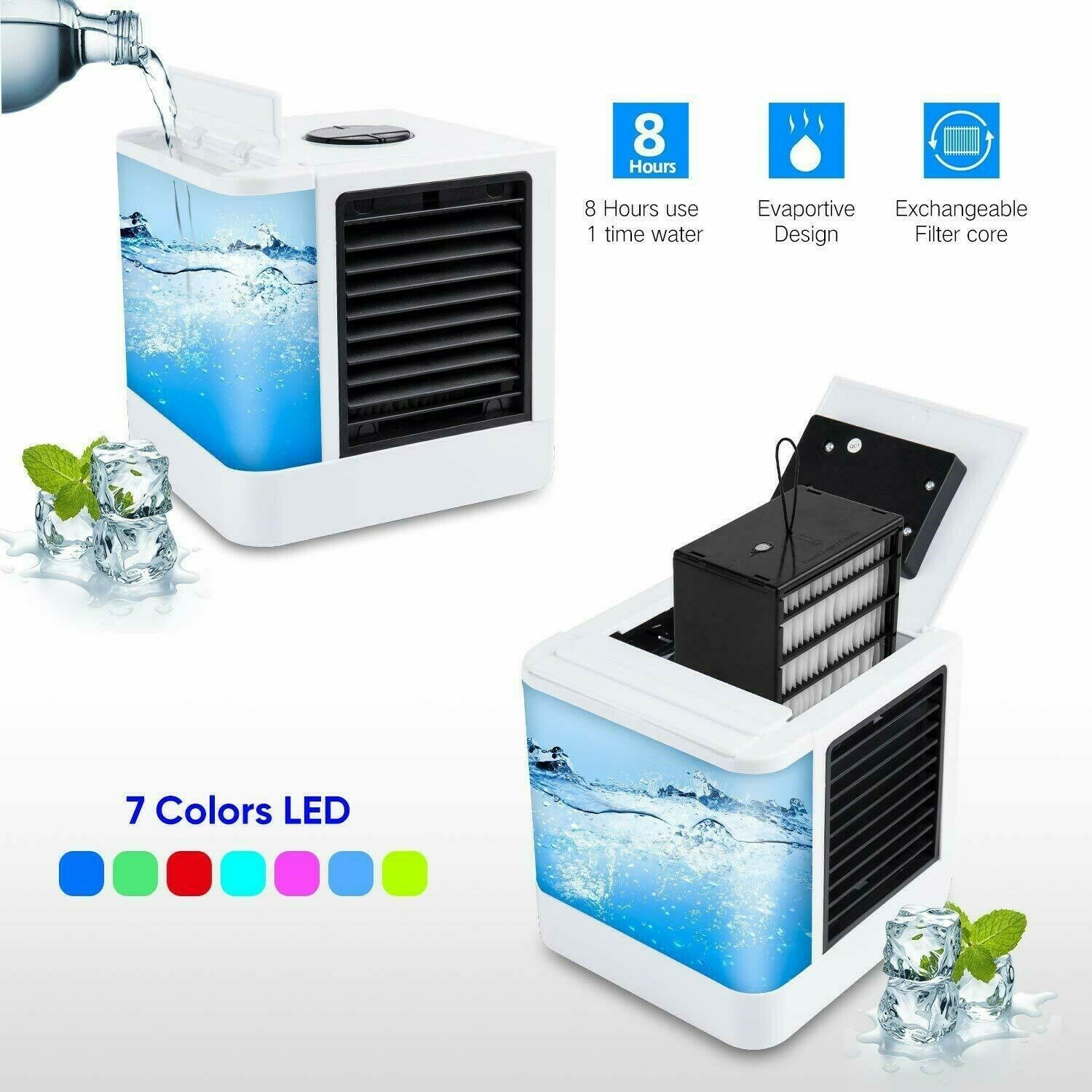 Air Conditioner Portable USB Fan Cooler Humidifier Personal Desktop Office