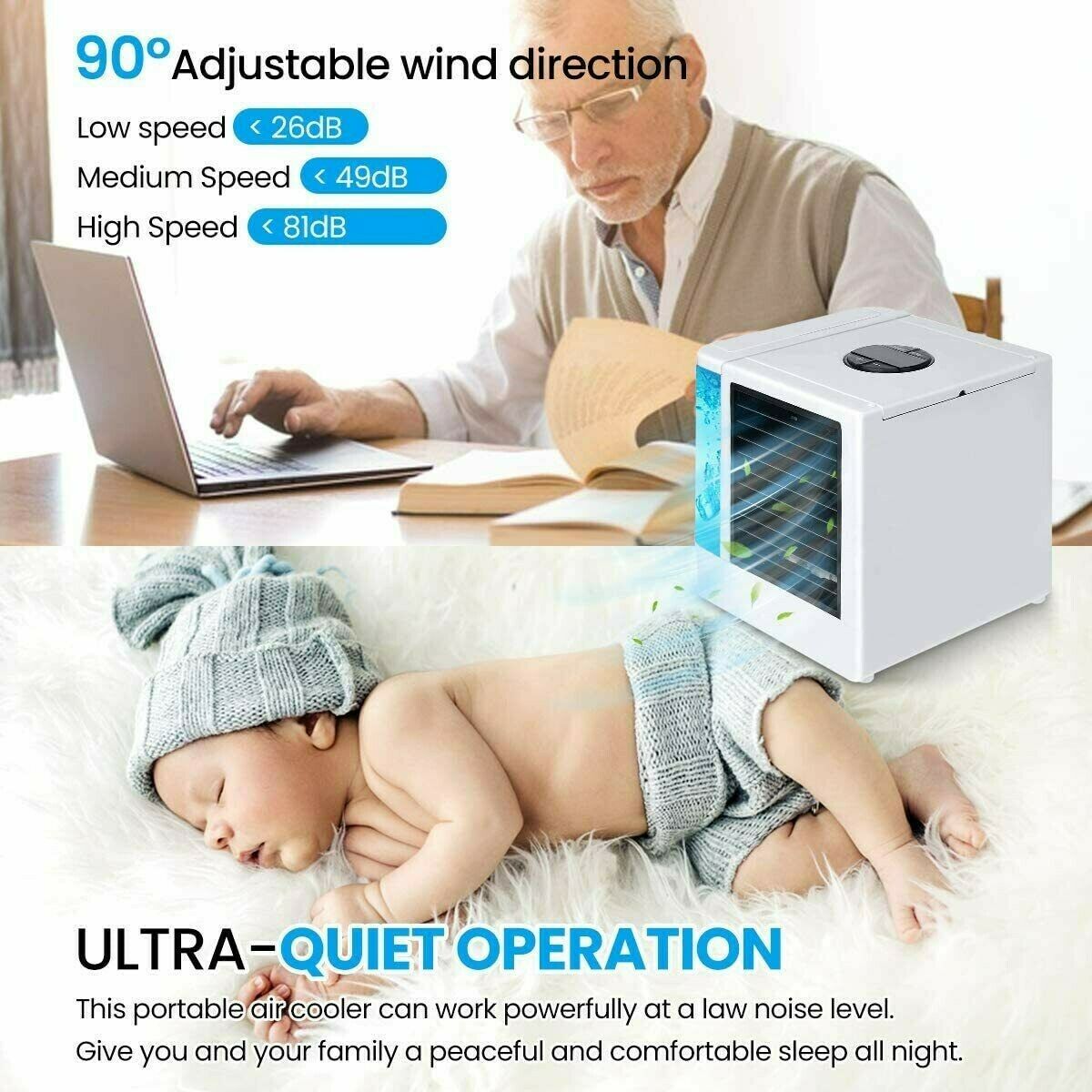 Air Conditioner Portable USB Fan Cooler Humidifier Personal Desktop Office