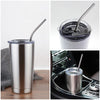 8 X Stainless Steel Straws With Cleaning Brushes Smoothie Milkshake Cocktail