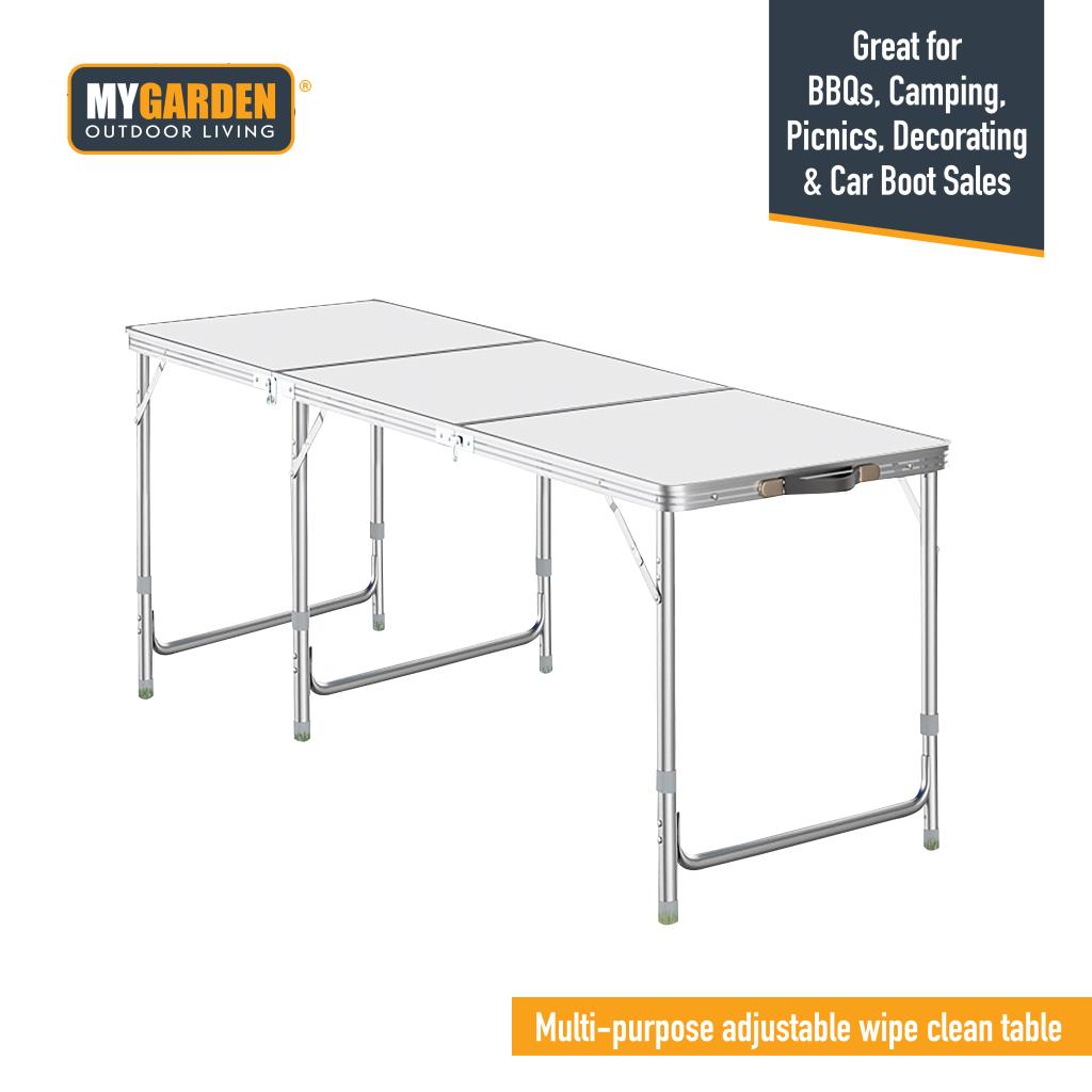 6FT Portable Adjustable Aluminium Alloy Folding Table Camping Outdoor Picnic BBQ