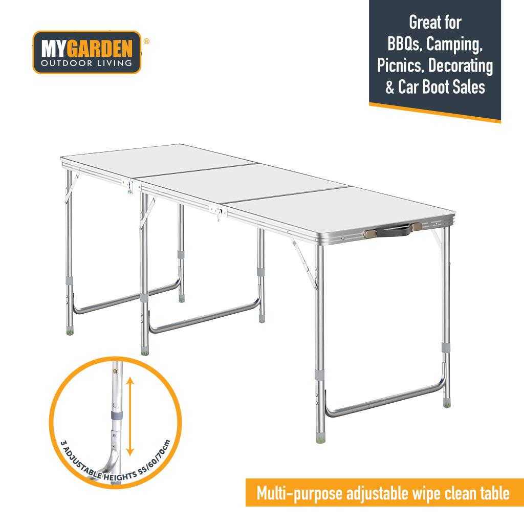 6FT Portable Adjustable Aluminium Alloy Folding Table Camping Outdoor Picnic BBQ