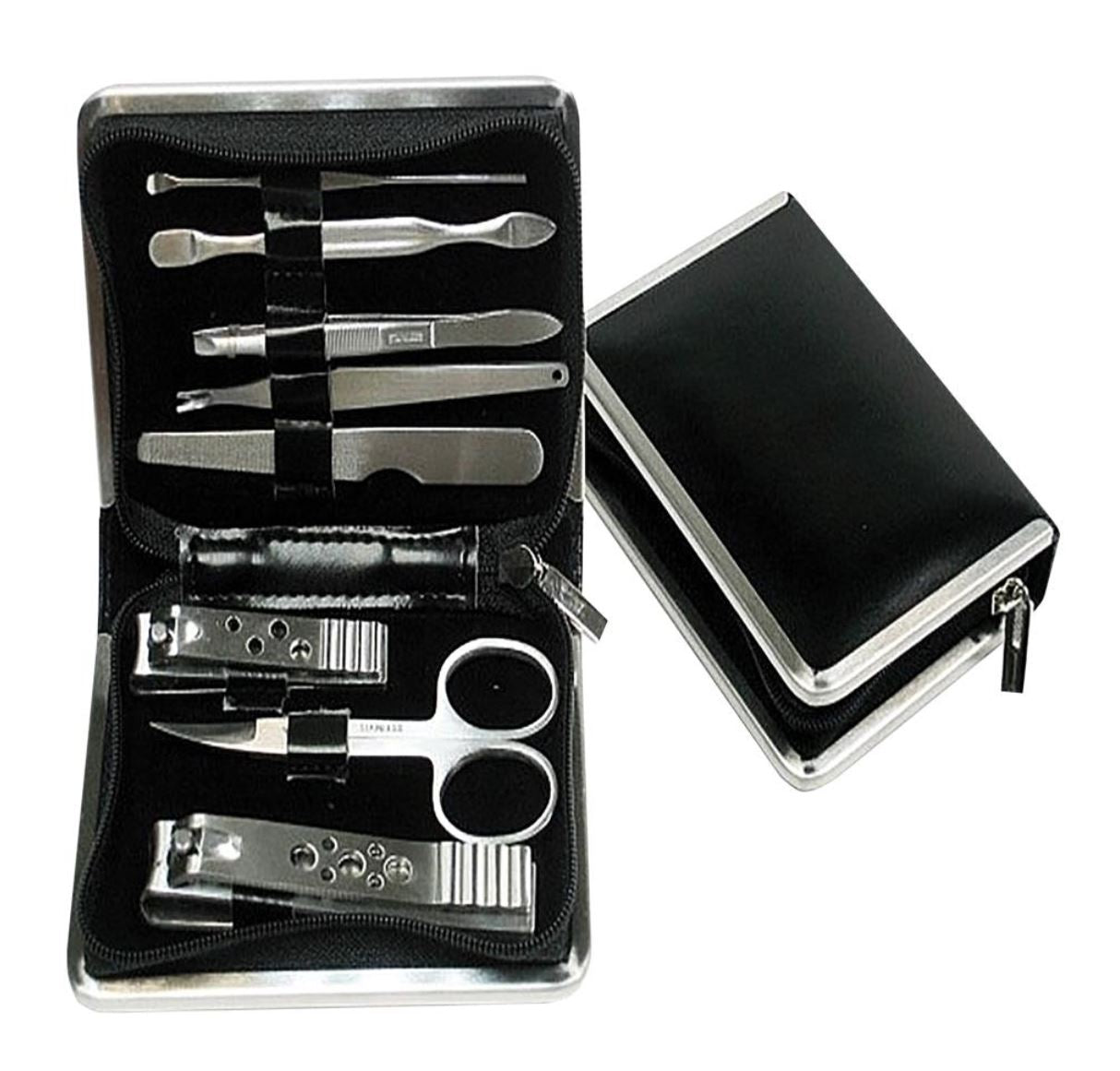 8Pcs Manicure Pedicure Set Stainless Steel Nail Clipper Grooming Travel Case Set