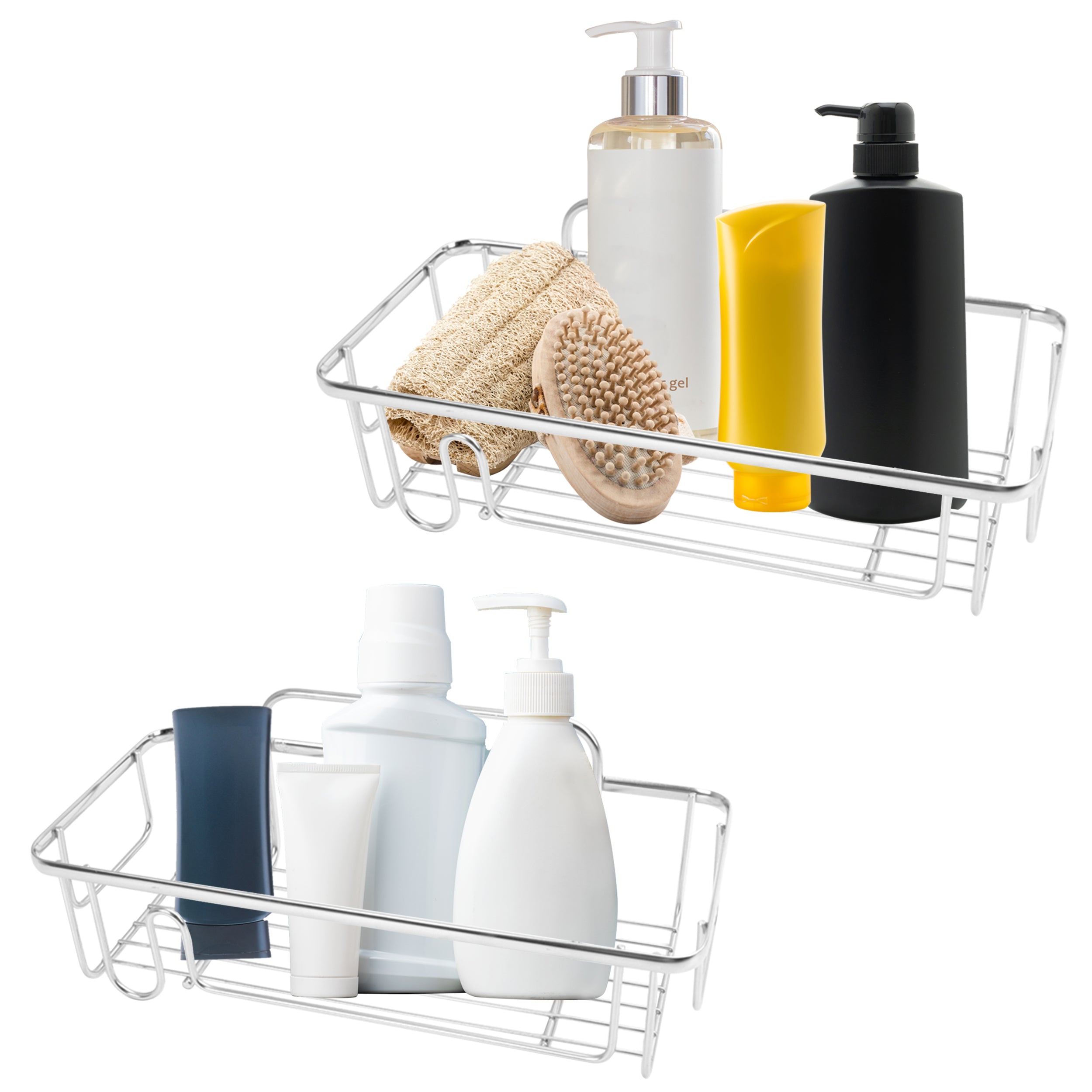 2x Shower Caddy Bathroom Suction Shelf Storage Shampoo Soap Holder No Drill