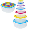 7pcs Plastic Food Storage Box Lid Stackable Rainbow Square Container BPA FREE