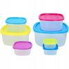 7pcs Plastic Food Storage Box Lid Stackable Rainbow Square Container BPA FREE