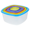 7pcs Plastic Food Storage Box Lid Stackable Rainbow Square Container BPA FREE