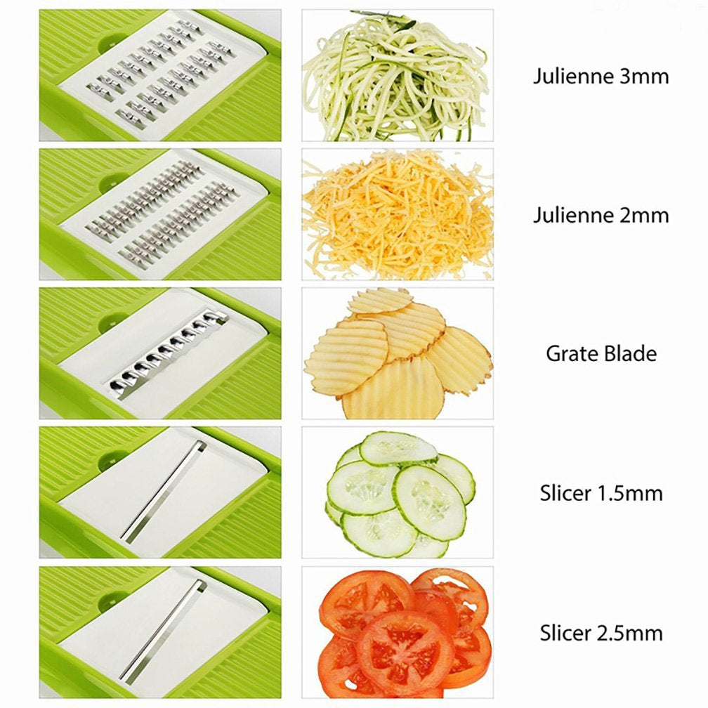 9 in 1 Mandolin Vegetable Food Slicer Julienne and Container - Peel Cut Slice