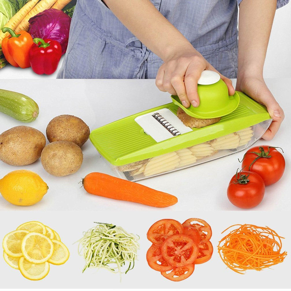 9 in 1 Mandolin Vegetable Food Slicer Julienne and Container - Peel Cut Slice
