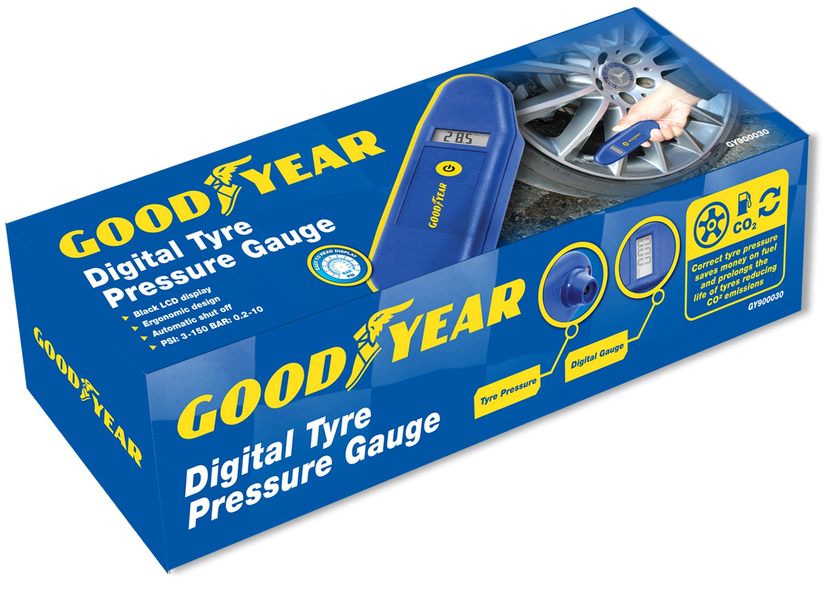 Goodyear Digital LCD Tyre Pressure Gauge Tester Measurement Car Motorcycle Bike