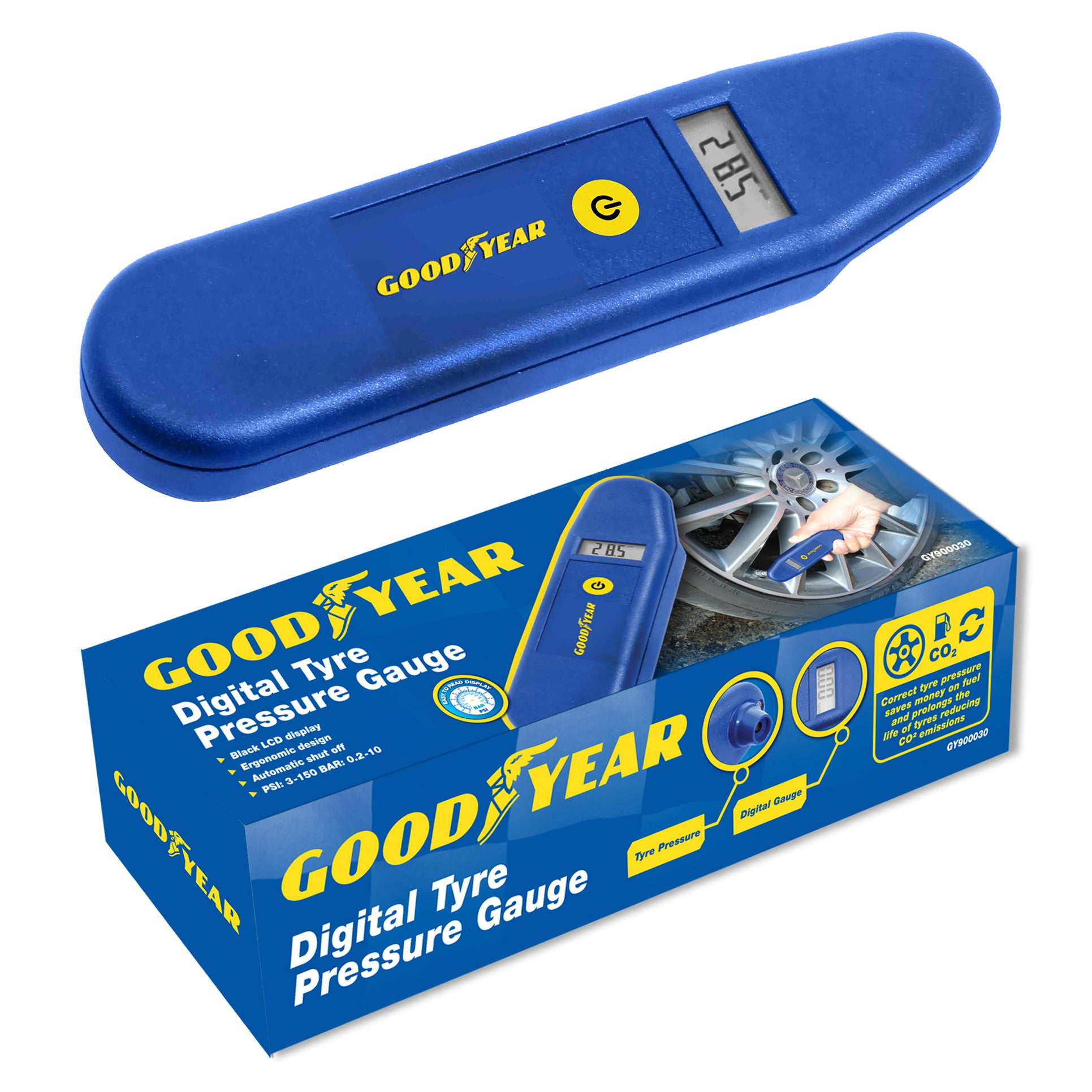 Goodyear Digital LCD Tyre Pressure Gauge Tester Measurement Car Motorcycle Bike
