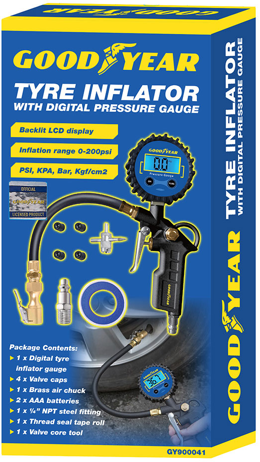 Goodyear Tyre Inflator Air Gun with Digital Pressure Gauge for Air Compressors