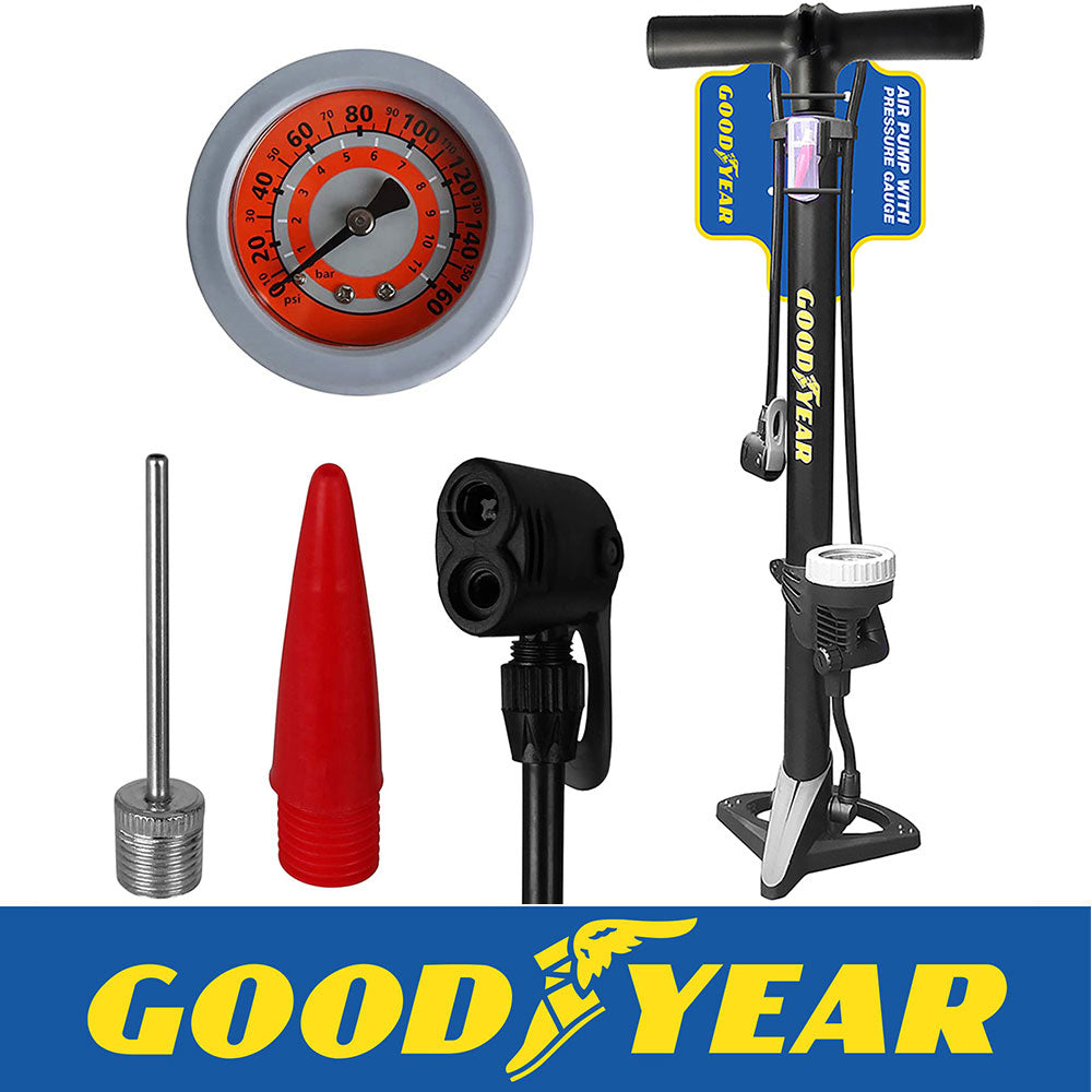 Goodyear Bicycle Stand Floor Pump with Pressure Gauge For Bike